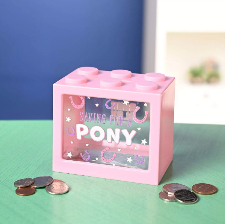 Sale - Bank Blox Pink Money Box - Saving for a Pony