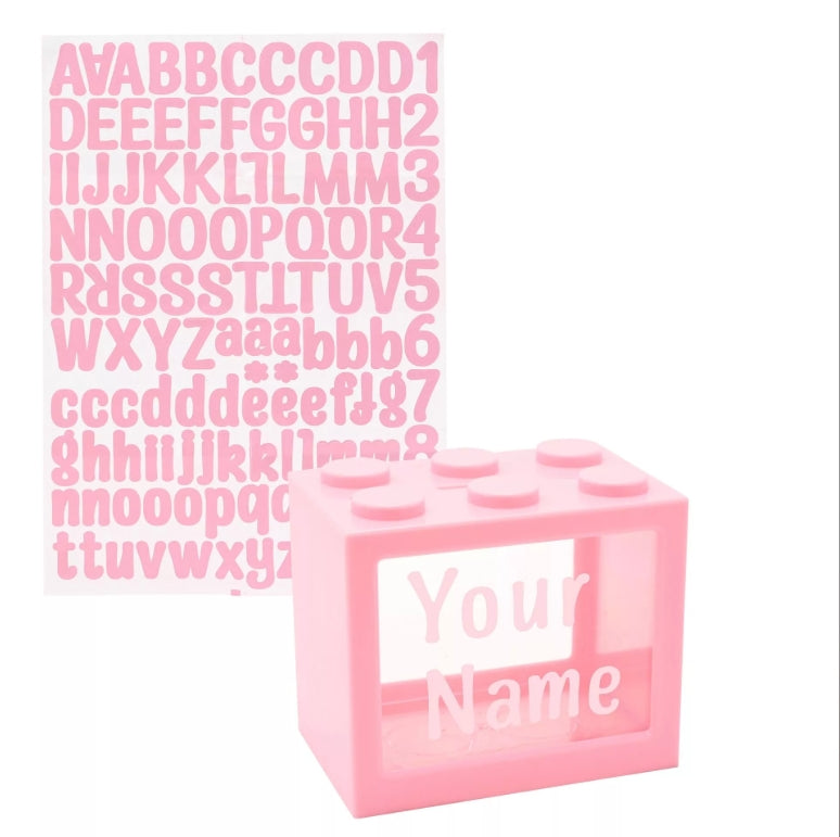 Sale - Bank Blox - Personalisable Money Box with Full Alphabet Sticker Sheet