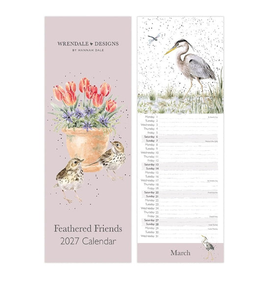 'Feathered Friends' Bird Slim Calendar 2027