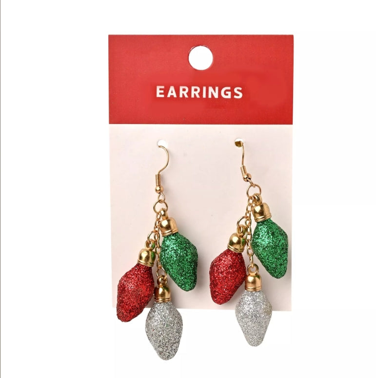 Glitter Bulbs Christmas Earrings