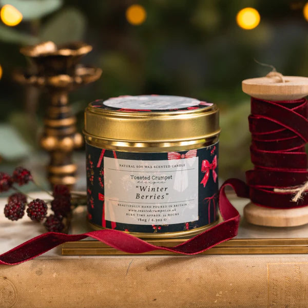 Winter Berries Candle in a Matt Gold Tin