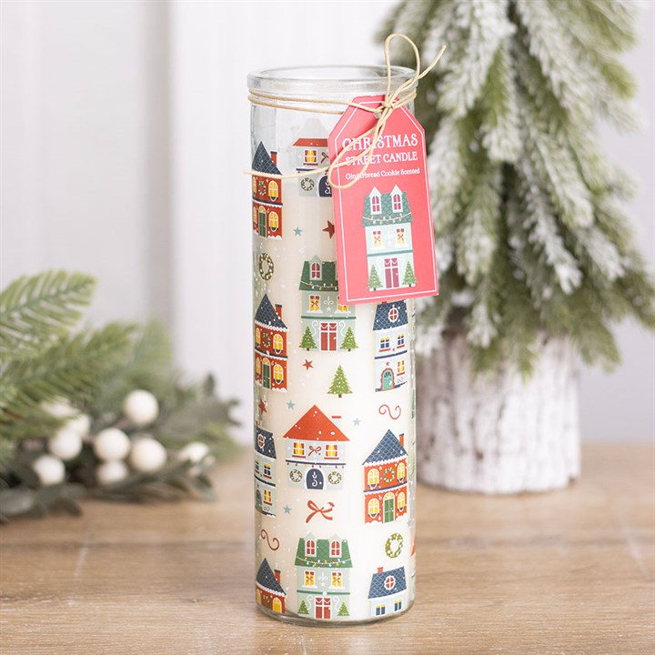 Christmas street print gingerbread tube candle