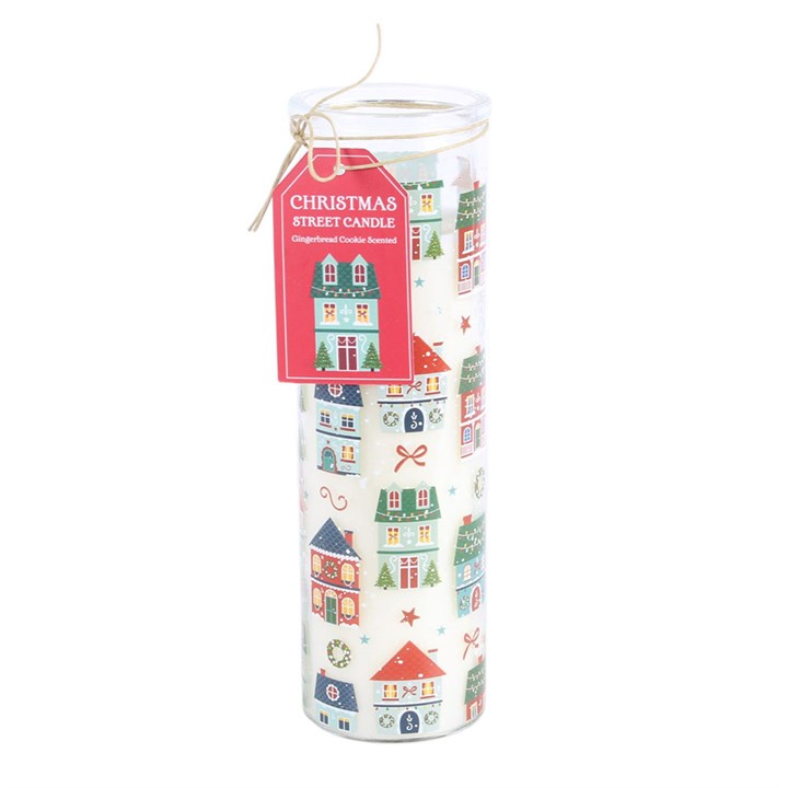 Christmas street print gingerbread tube candle
