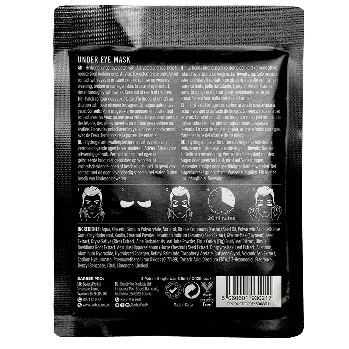 Sale - BARBER PRO Under Eye Mask - 3 pairs in a pouch!