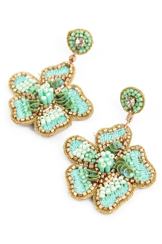 MINT FLOWER EARRING