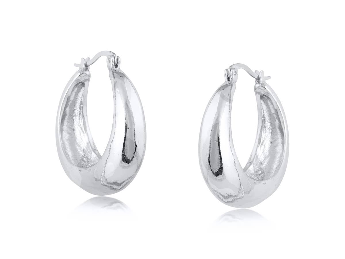 Sophia Organic Shape Hoop Earrings: SILVER