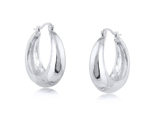 Sophia Organic Shape Hoop Earrings: SILVER