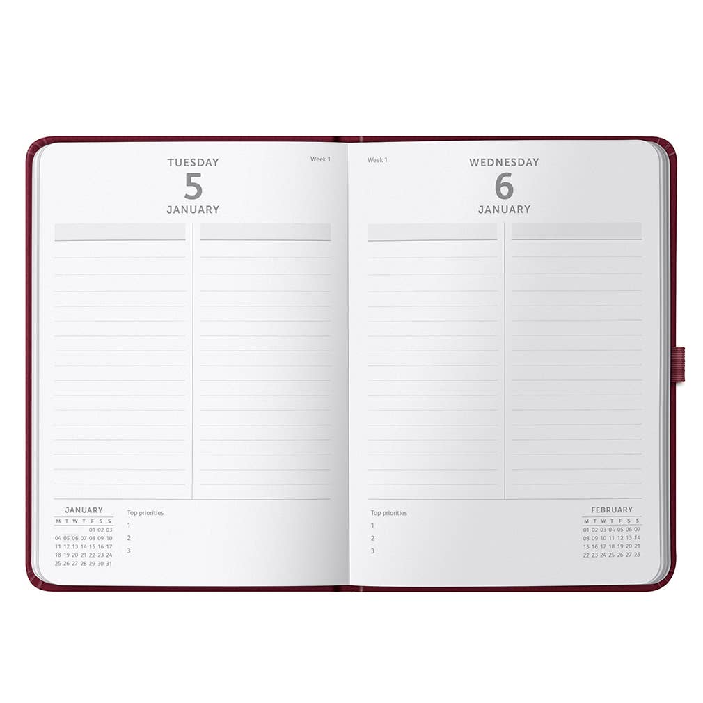 Dual Schedule Day a Page Diary 2027 Burgundy - Busy B