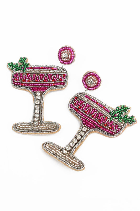 BERRY FIZZ COCKTAIL BEADED EARRINGS