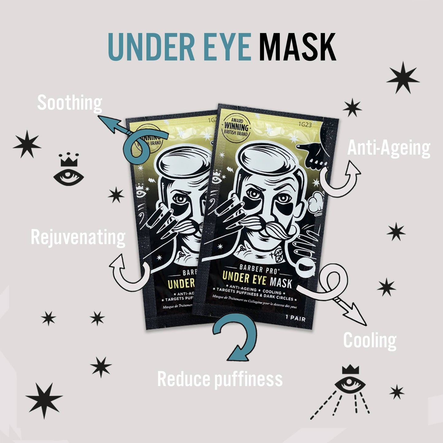 Sale - BARBER PRO Under Eye Mask - 3 pairs in a pouch!