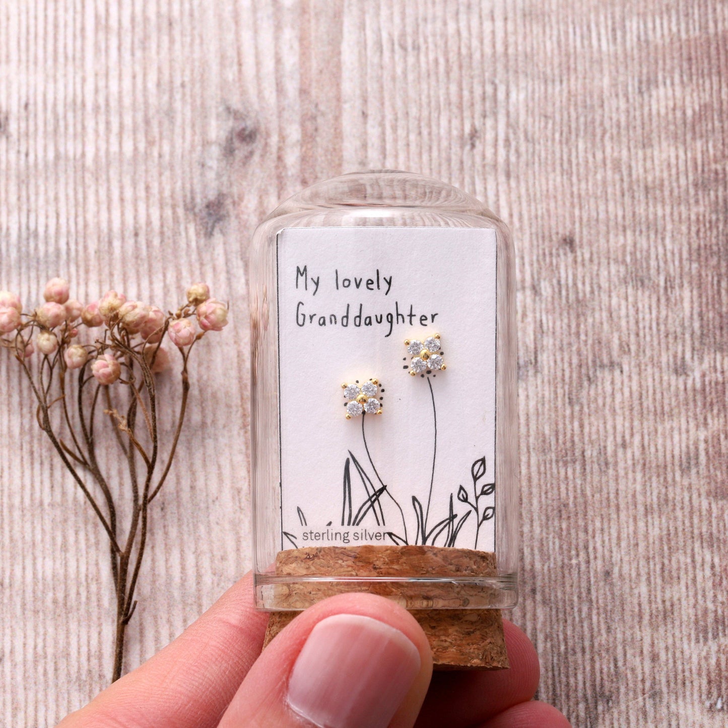 TT51112 MY LOVELY GRANDDAUGHTER Sparkle earrings /GOLD