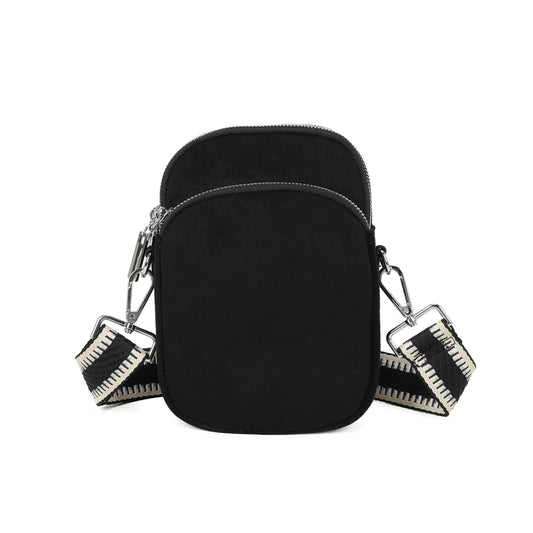 JM1718 Everyday Crossbody Bag with Wide Strap: Black