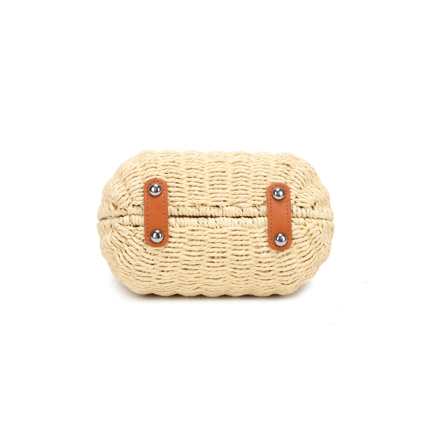 J6519 Straw Crossbody Bag with gems: Lilac