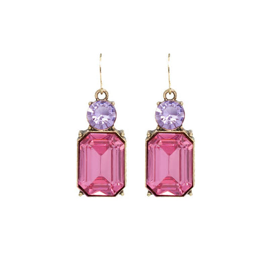 Twin Gem Earring in Rose Pink & Lilac