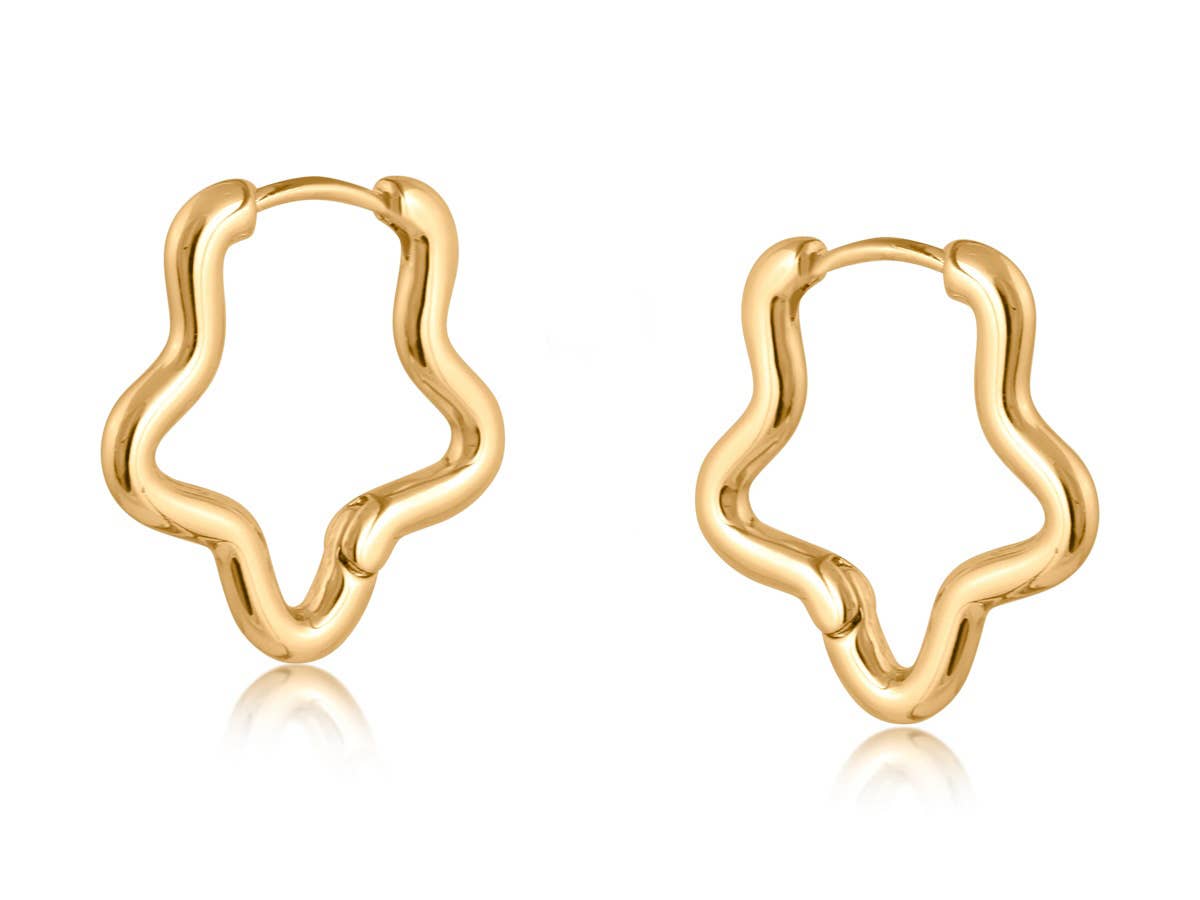 Soraya Organic Squiggle Shape Hoop Earrings: GOLD