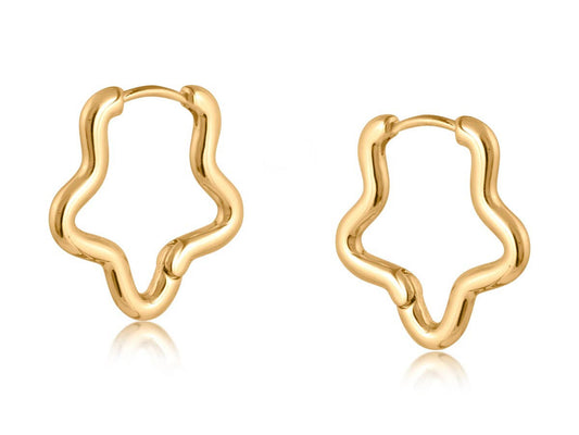 Soraya Organic Squiggle Shape Hoop Earrings: GOLD