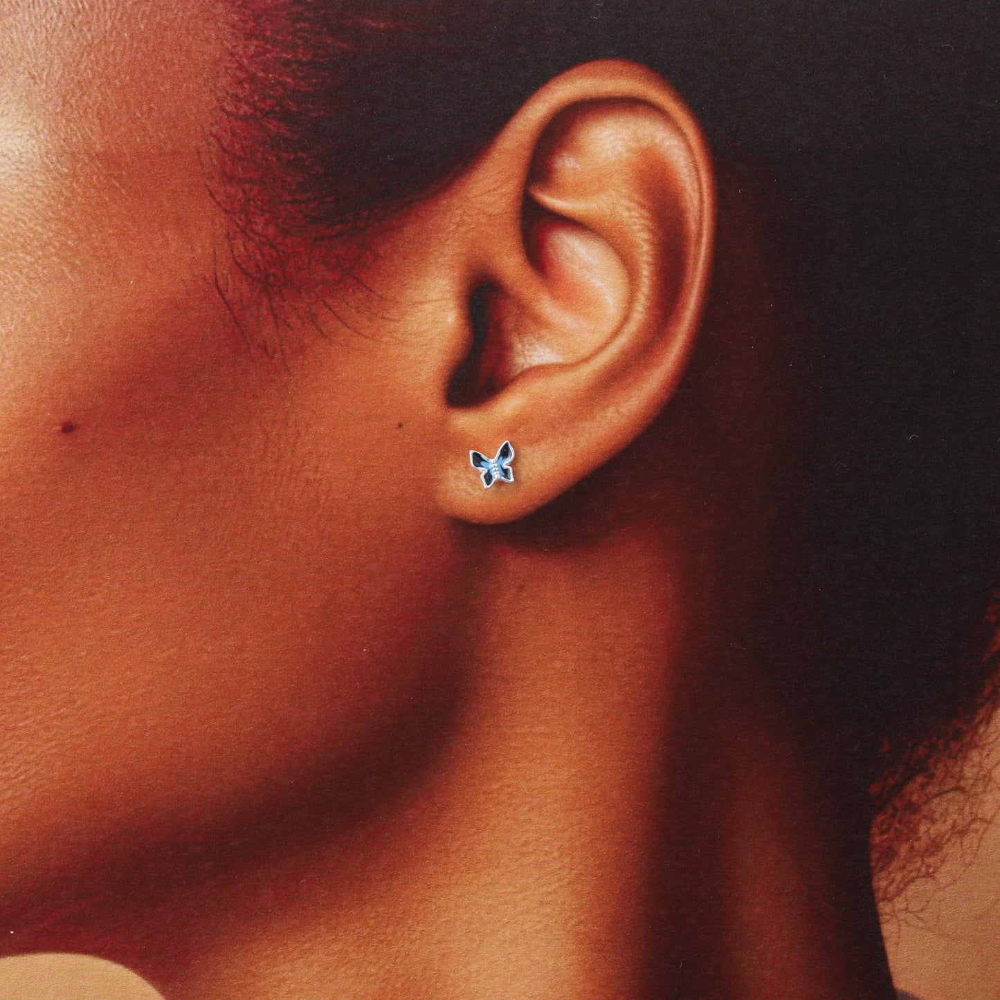 TT51109 FOR MY FRIEND Blue enamel butterfly earrings