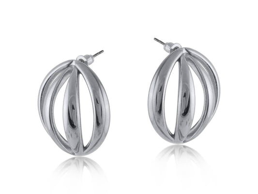 Sale - EVDOKIA CAGED STAINLESS STEEL EARRINGS: SILVER
