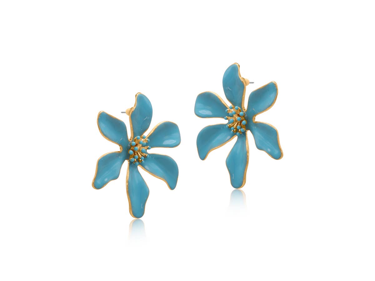 LOUISE FLOWER  EARRINGS: BLUE
