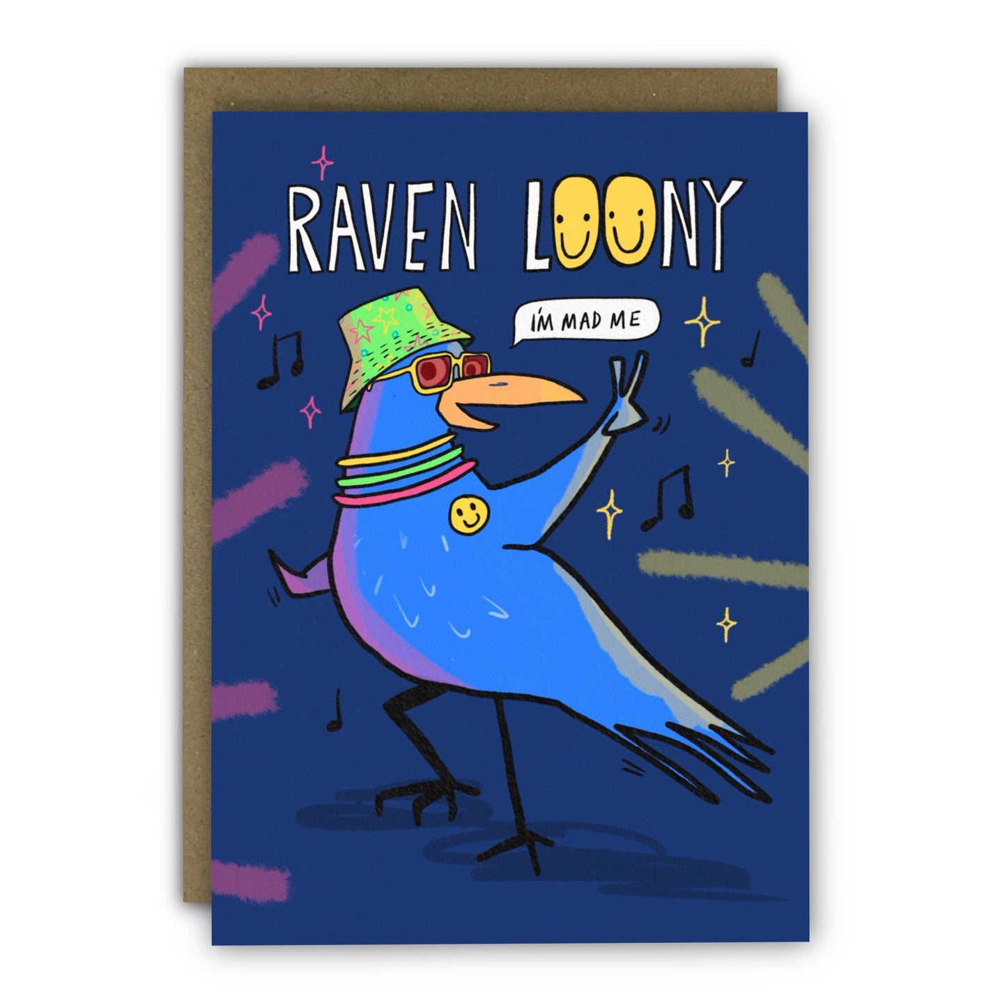 Funny Birthday Card - Raven Loony 90s Rave : Naked