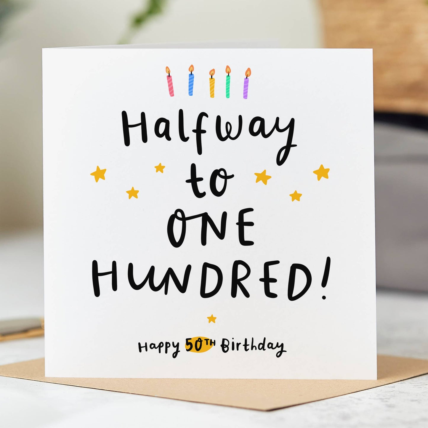 Funny 50th Birthday Card – “Halfway to 100” Humour Card