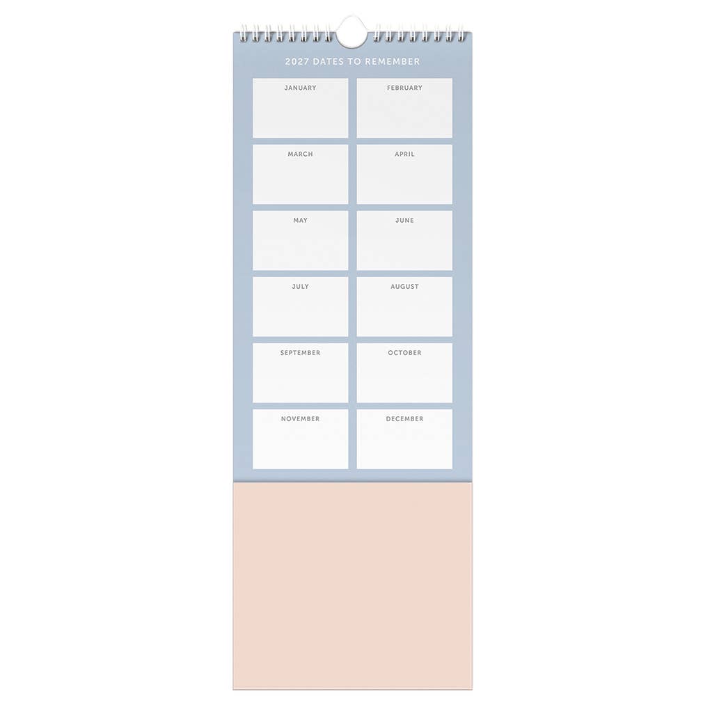 2026 Slim Wall Calendar with Notes, Hook & Storage Pocket