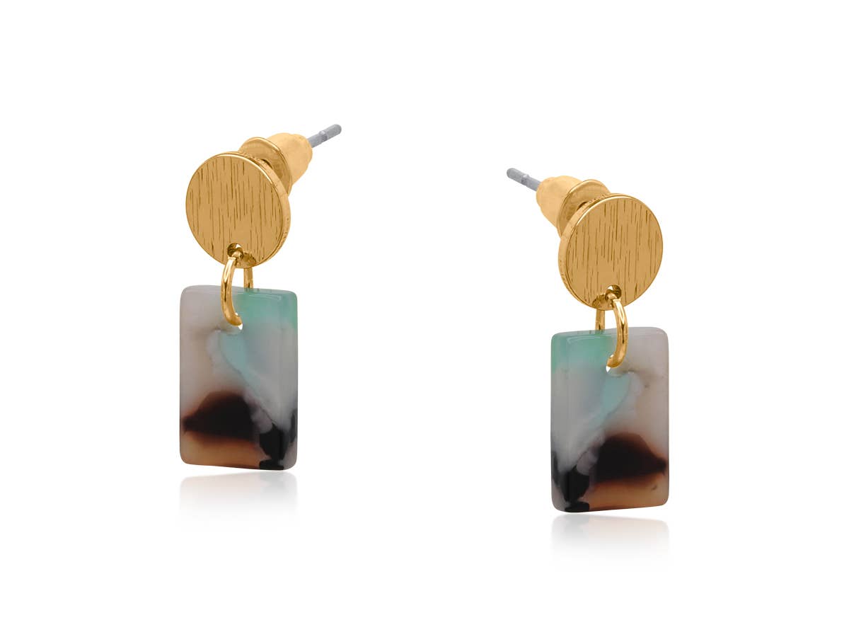 AURORA PETITE RESIN RECTANGLE STUD EARRINGS: DEEP RED