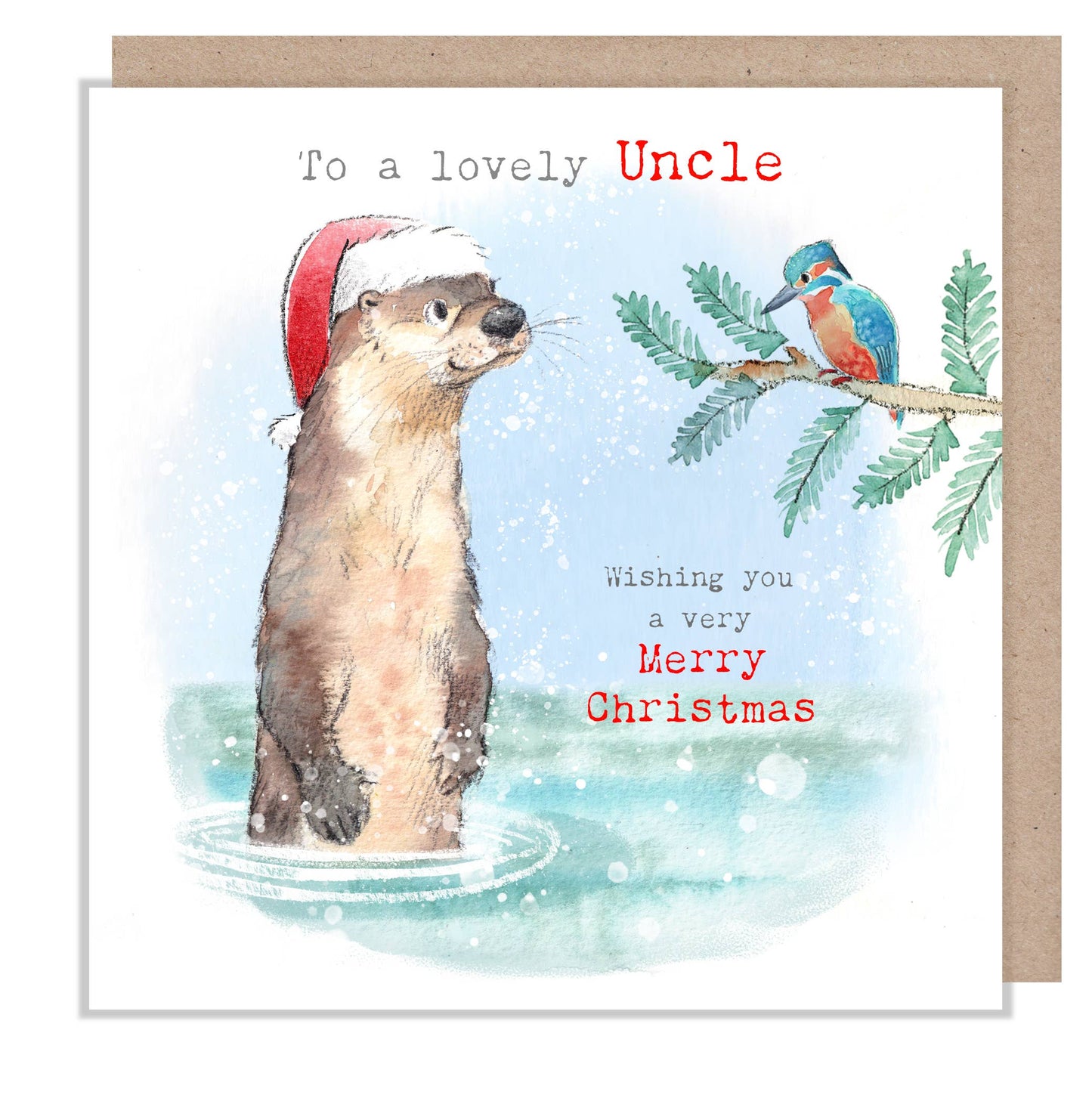 Lovely Uncle - Christmas Card - Otter & Kingfisher