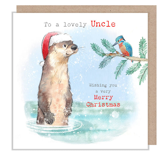 Lovely Uncle - Christmas Card - Otter & Kingfisher