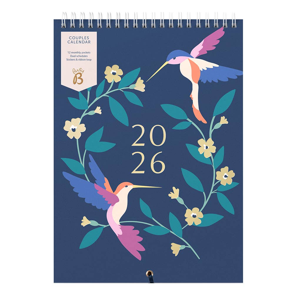 2026 Couples Wall Calendar with Monthly Pockets & Stickers