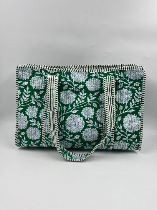 100% Cotton Kantha Quilted Boho Reversible (Small) Tote Bag