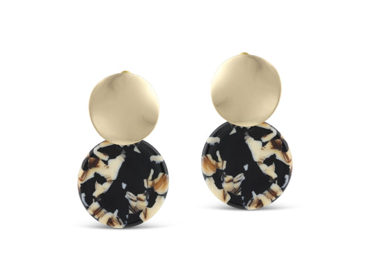 Sarah Two Tone Earrings: BEIGE/BROWN/BLACK
