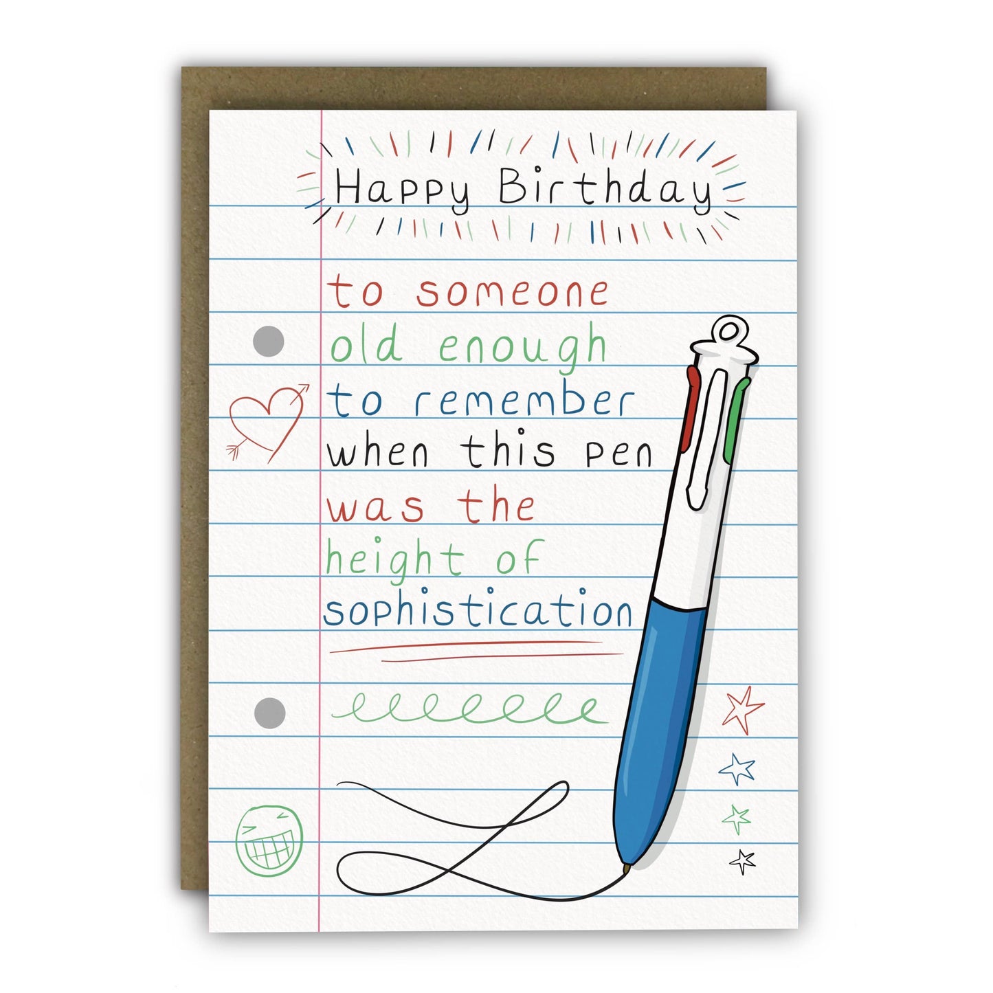 Funny Birthday Card - A6 - 4 Colour Pen Height of Sophistication: Naked