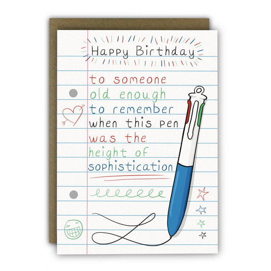 Funny Birthday Card - A6 - 4 Colour Pen Height of Sophistication: Naked
