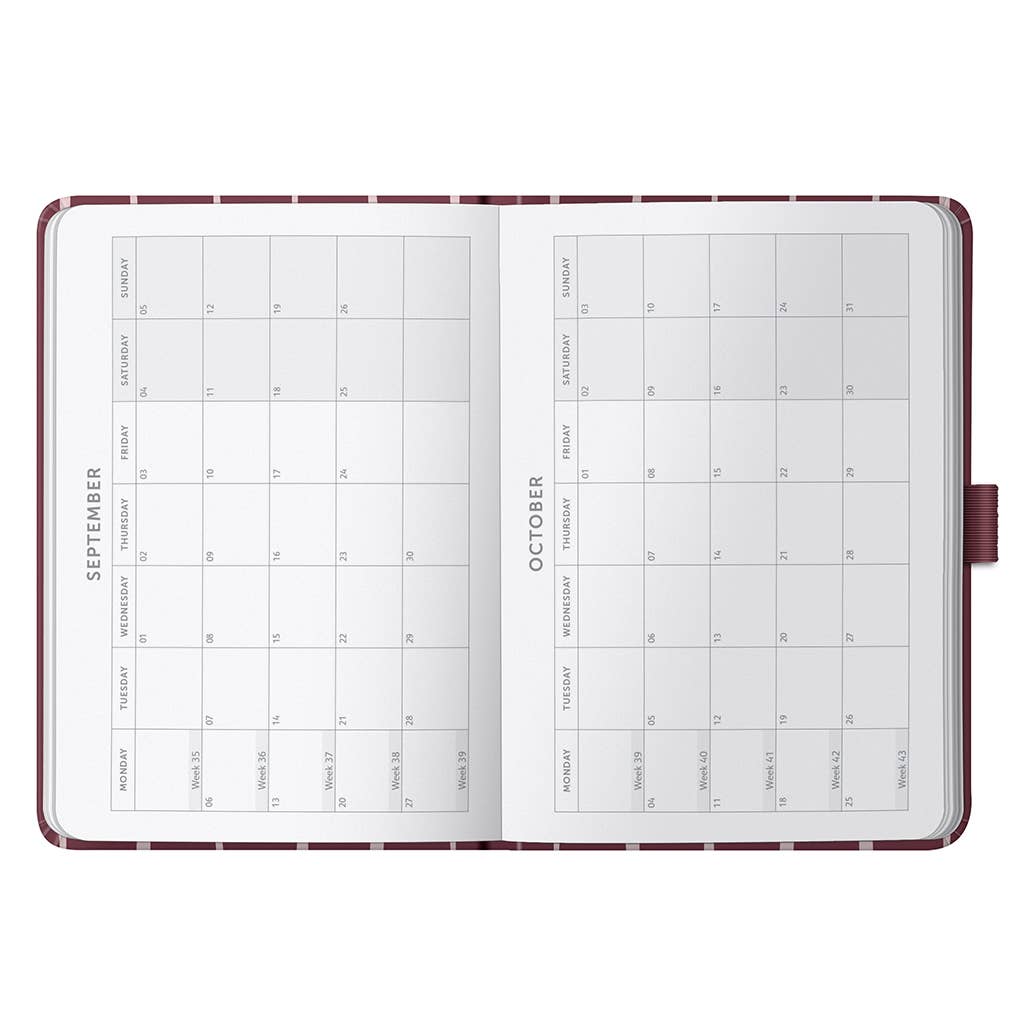 A6 Busy Life Diary 2027 Burgundy Stripe - Busy B