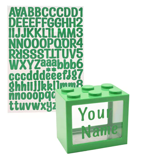 Bank Blox - Personalisable Money Box with Full Alphabet Sticker Sheet