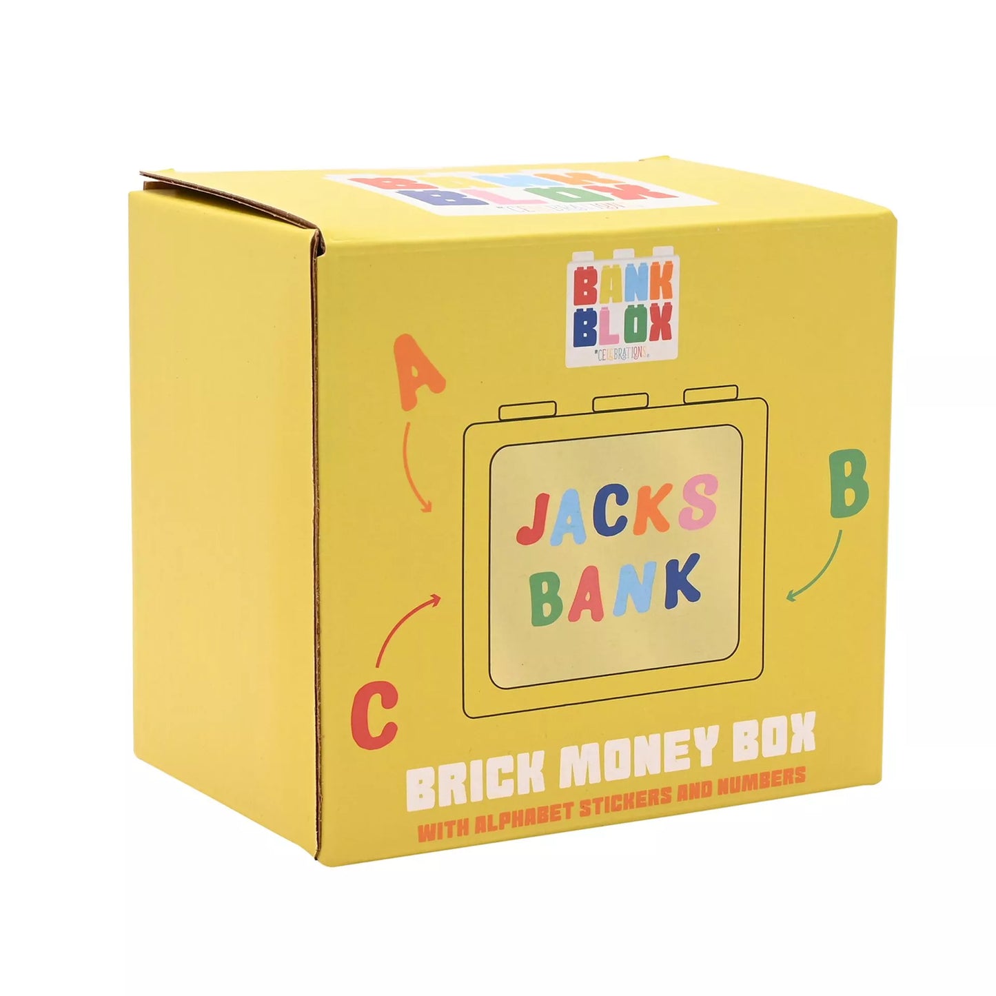 Bank Blox - Personalisable Money Box with Full Alphabet Sticker Sheet
