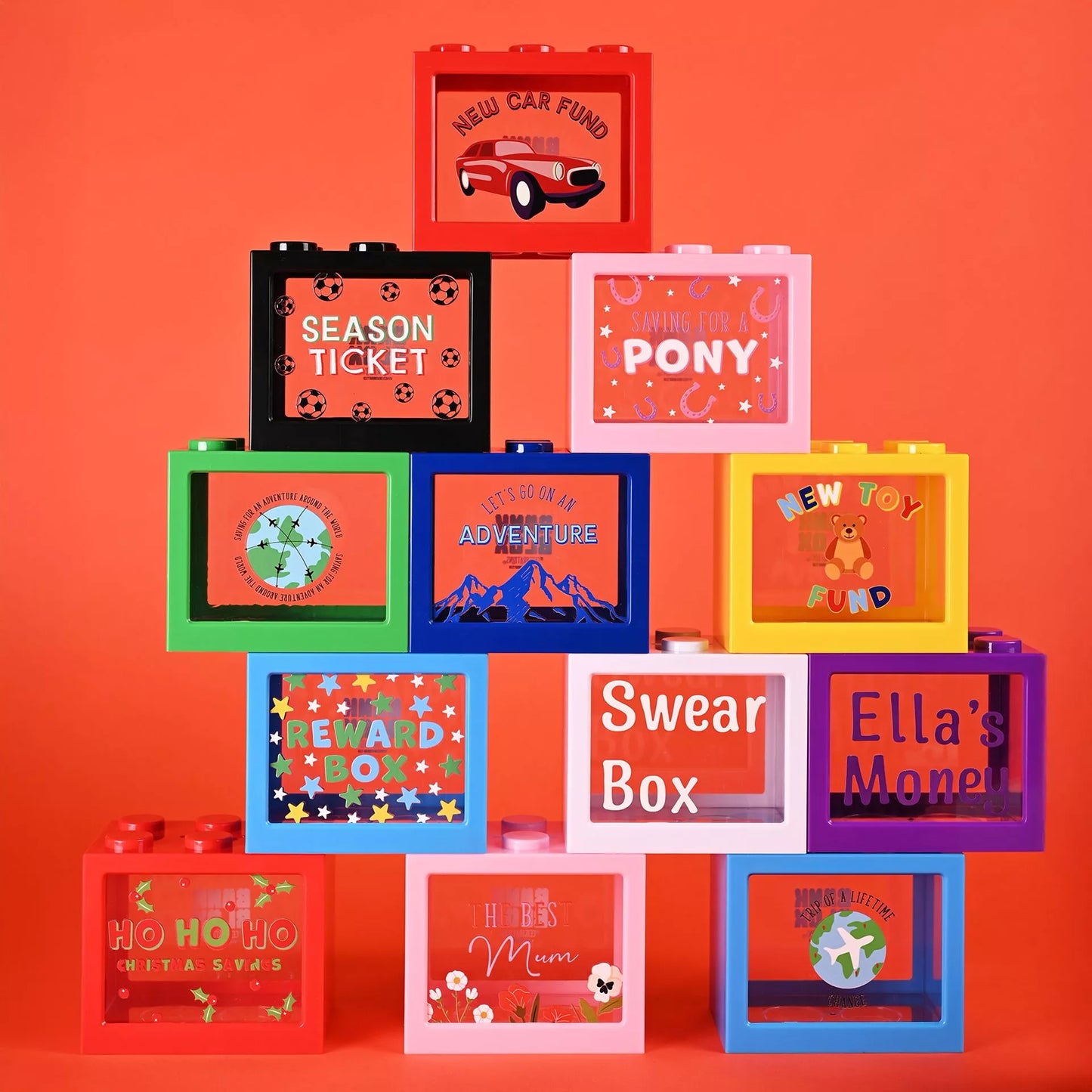 Bank Blox - Personalisable Money Box with Full Alphabet Sticker Sheet