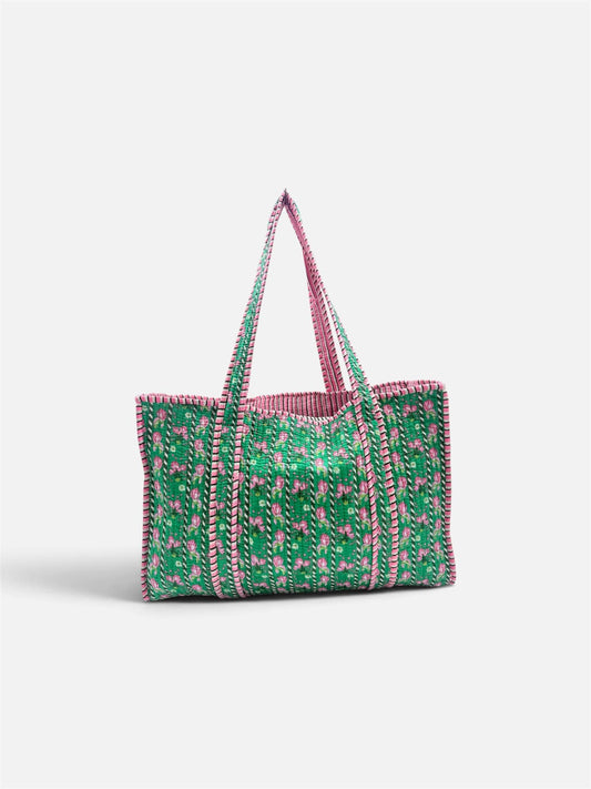 100% Cotton Kantha Quilted Boho Reversible (Small) Tote Bag