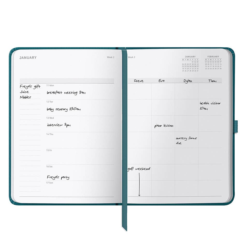 Family Diary 2027 Teal Faux - Busy B