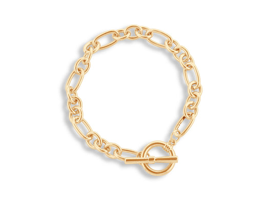 Sale - Maude Curb Chain Tbar Bracelet: GOLD