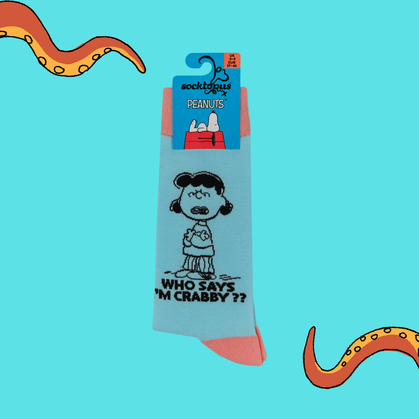 Who Says I'm Crabby?? Socks - Peanuts: BLUE / S (UK 4-8 / EU 37-42 / US 6-10)