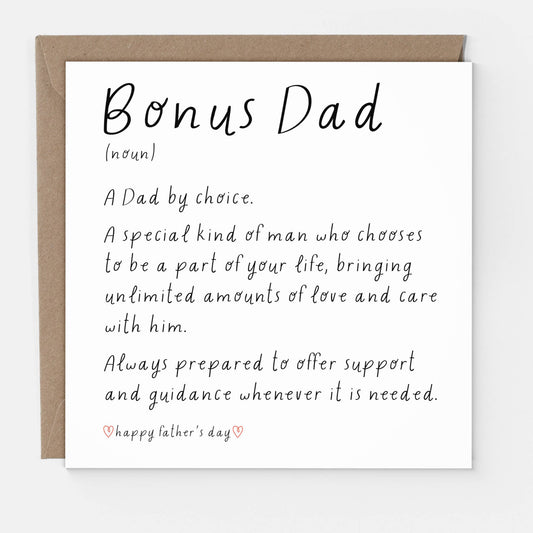 Father's Day Card for Step Dad - Bonus Dad Noun