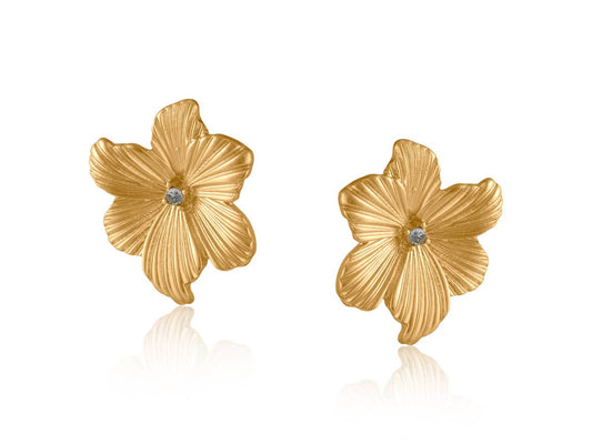 CARLOTTA FLORAL MATTE EARRINGS: MATTE GOLD