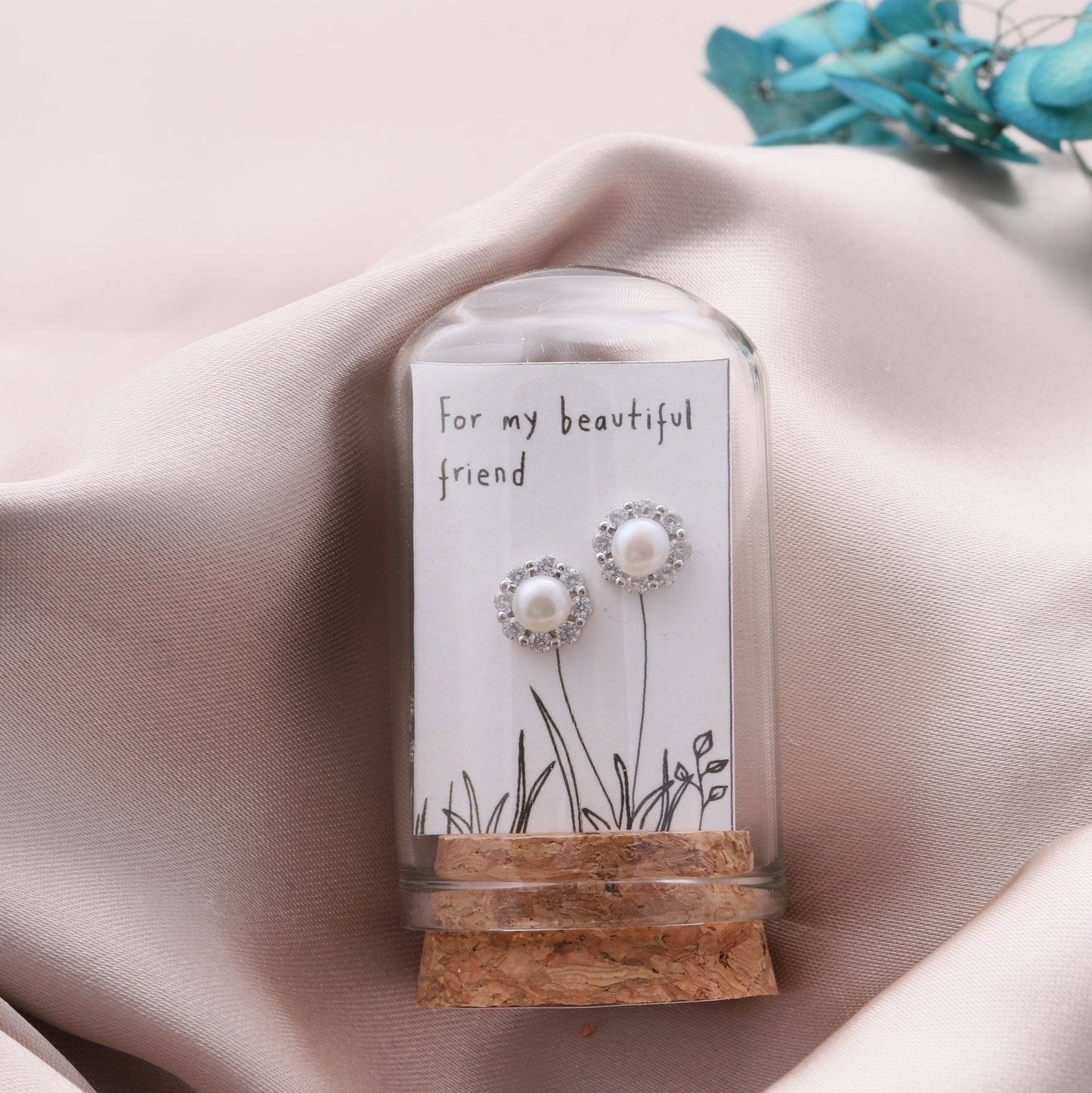 TT51160/161  FOR MY BEAUTIFUL FRIEND Crystal pearl earrings: Silver