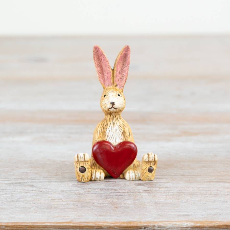 SALE - Jasper Rabbit Sitting Red Heart, 8.5cm