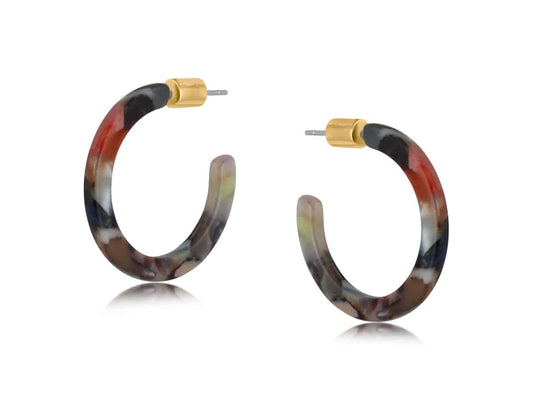 Camille resin hoop earrings - red blue grey