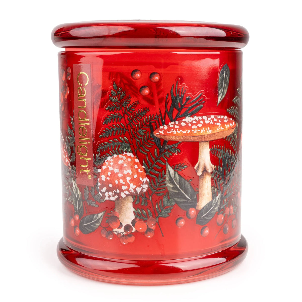Large Glass Candle Jar - Toadstools Flora & Fauna