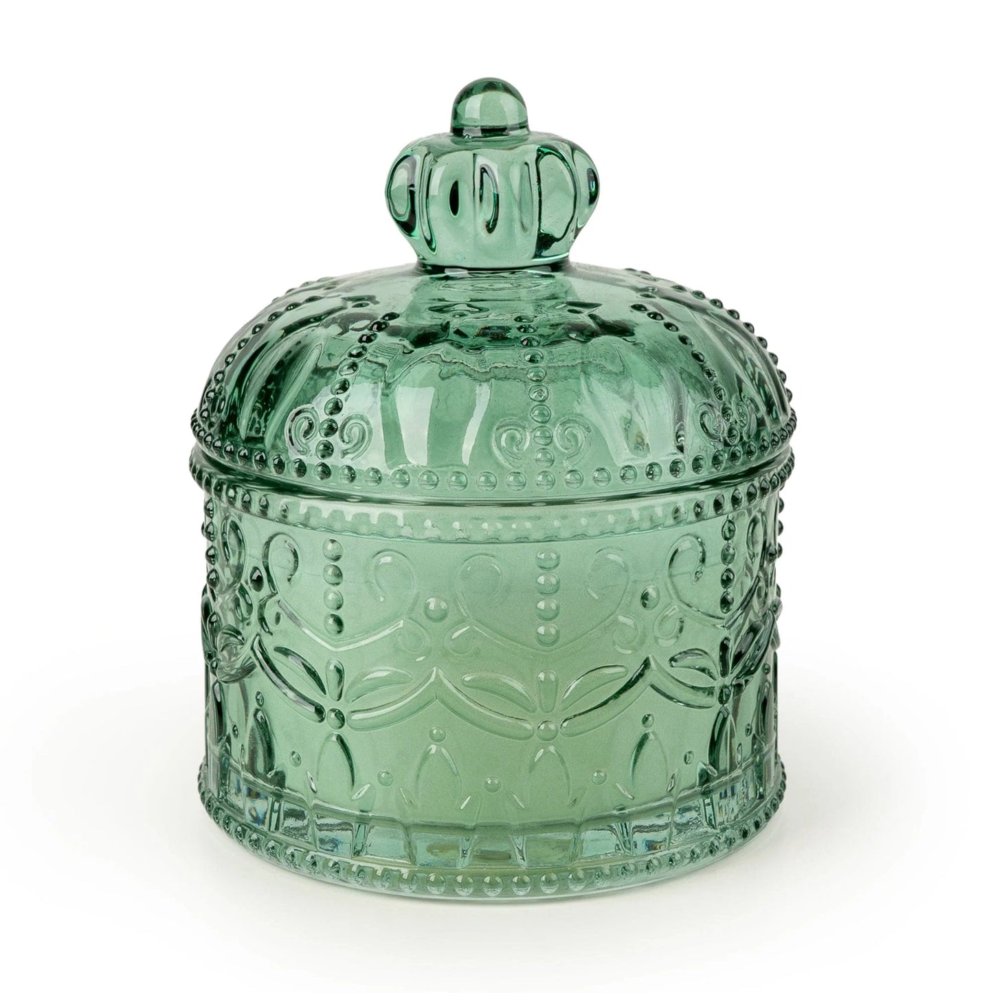 Square Embossed Candle Jar - Chengdu in Duck Egg