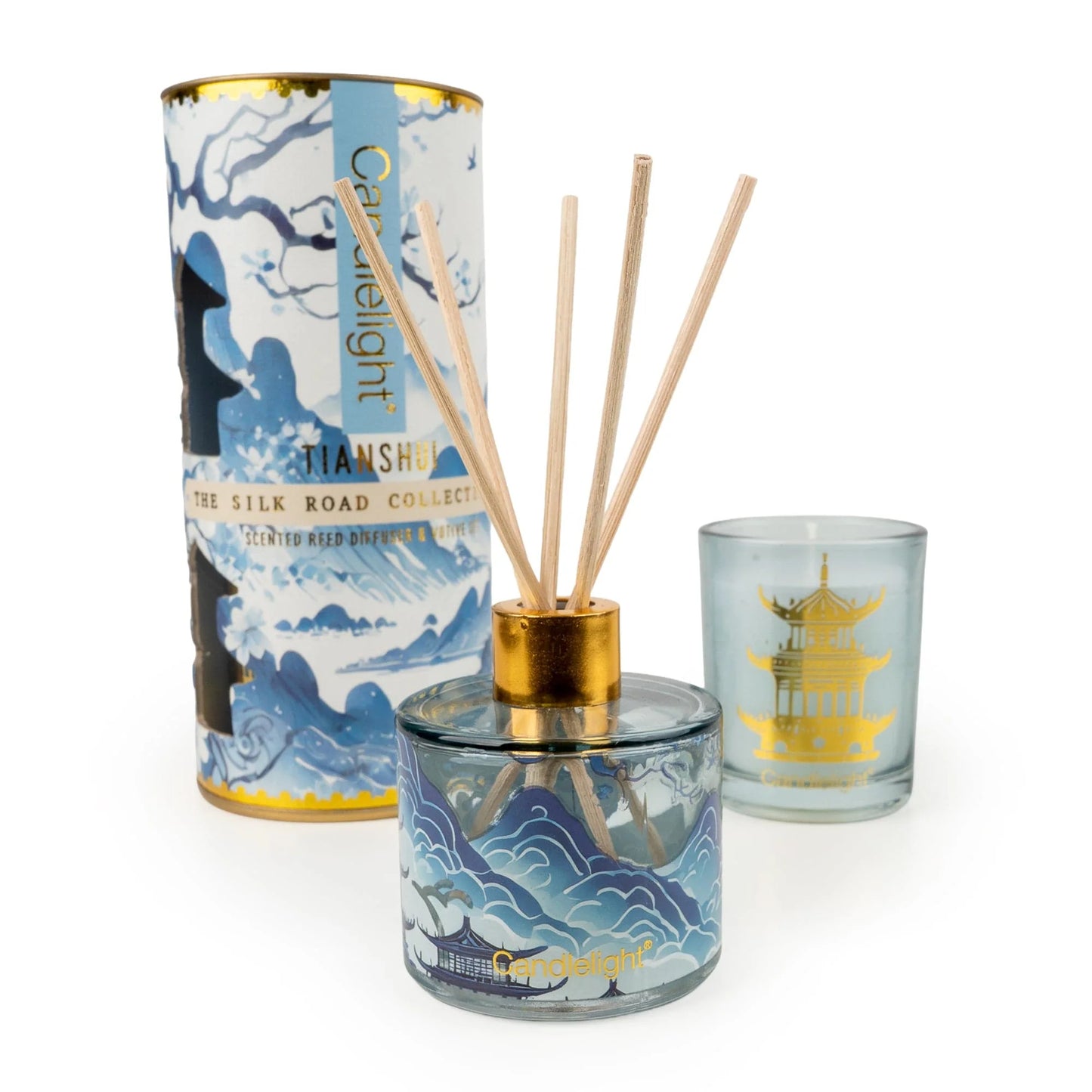 Gift Set - Tianshui Blue Reed Diffuser and Candle